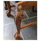 LL - Set of 5 Vintage Wood Dining Chairs with Inlaid Marquetry - Elephant Sedan Chair Motif