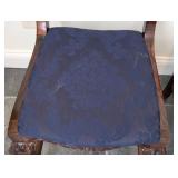 LL - Set of 5 Vintage Wood Dining Chairs with Inlaid Marquetry - Elephant Sedan Chair Motif