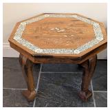 LL - Pair of Vintage Indian Inlaid Wood Side Tables - Octagonal Tops