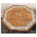 LL - Pair of Vintage Indian Inlaid Wood Side Tables - Octagonal Tops