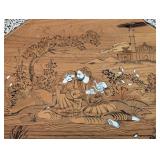 LL - Pair of Vintage Indian Inlaid Wood Side Tables - Octagonal Tops