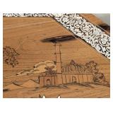 LL - Pair of Vintage Indian Inlaid Wood Side Tables - Octagonal Tops