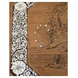 LL - Pair of Vintage Indian Inlaid Wood Side Tables - Octagonal Tops