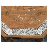 LL - Pair of Vintage Indian Inlaid Wood Side Tables - Octagonal Tops