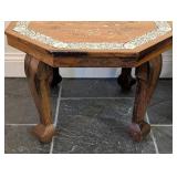 LL - Pair of Vintage Indian Inlaid Wood Side Tables - Octagonal Tops