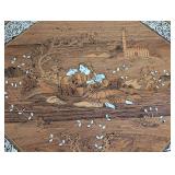 LL - Pair of Vintage Indian Inlaid Wood Side Tables - Octagonal Tops