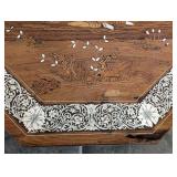 LL - Pair of Vintage Indian Inlaid Wood Side Tables - Octagonal Tops
