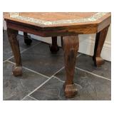 LL - Pair of Vintage Indian Inlaid Wood Side Tables - Octagonal Tops