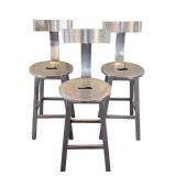 ML - Go Home Hip Vintage Polished Nickel Counter Height Stool Set of 3
