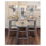 ML - Go Home Hip Vintage Polished Nickel Counter Height Stool Set of 3