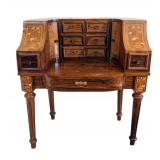 ML - Vintage Carlton Style Inlaid Desk - Floral Panel Sides