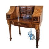 ML - Vintage Carlton Style Inlaid Desk - Floral Panel Sides