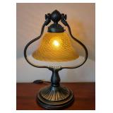 ML - Petite Inverted Harp Table Lamp with Mouth Blown Glass Shade