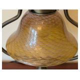 ML - Petite Inverted Harp Table Lamp with Mouth Blown Glass Shade