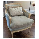 ML - Vintage Upholstered Armchair - Ornate Carved Frame