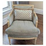 ML - Vintage Upholstered Armchair - Ornate Carved Frame