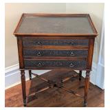 ML - Wood Side Table - Embossed Metal Top