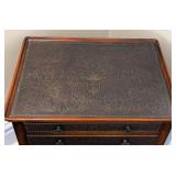 ML - Wood Side Table - Embossed Metal Top