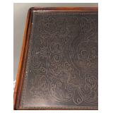 ML - Wood Side Table - Embossed Metal Top
