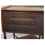 ML - Wood Side Table - Embossed Metal Top