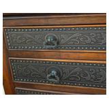 ML - Wood Side Table - Embossed Metal Top