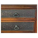 ML - Wood Side Table - Embossed Metal Top