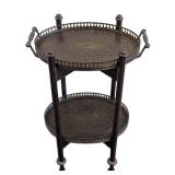 ML - Theodore Alexander Style Butler's Tray Table - Two Removable Trays, Engraved