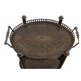 ML - Theodore Alexander Style Butler's Tray Table - Two Removable Trays, Engraved
