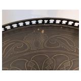 ML - Theodore Alexander Style Butler's Tray Table - Two Removable Trays, Engraved