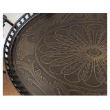 ML - Theodore Alexander Style Butler's Tray Table - Two Removable Trays, Engraved