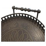 ML - Theodore Alexander Style Butler's Tray Table - Two Removable Trays, Engraved