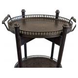 ML - Theodore Alexander Style Butler's Tray Table - Two Removable Trays, Engraved