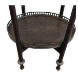 ML - Theodore Alexander Style Butler's Tray Table - Two Removable Trays, Engraved