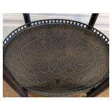 ML - Theodore Alexander Style Butler's Tray Table - Two Removable Trays, Engraved