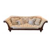 ML - Vintage Tufted Sofa with Carved Wood Arms