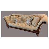 ML - Vintage Tufted Sofa with Carved Wood Arms