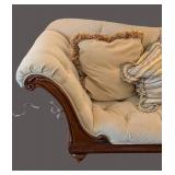 ML - Vintage Tufted Sofa with Carved Wood Arms