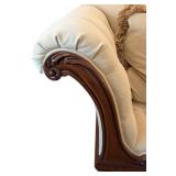 ML - Vintage Tufted Sofa with Carved Wood Arms