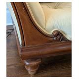 ML - Vintage Tufted Sofa with Carved Wood Arms