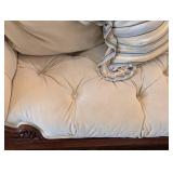 ML - Vintage Tufted Sofa with Carved Wood Arms