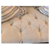 ML - Vintage Tufted Sofa with Carved Wood Arms