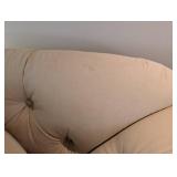 ML - Vintage Tufted Sofa with Carved Wood Arms