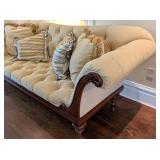 ML - Vintage Tufted Sofa with Carved Wood Arms