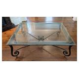 ML - Glass Top Coffee Table - Iron Scroll Base