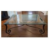 ML - Glass Top Coffee Table - Iron Scroll Base