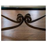 ML - Glass Top Coffee Table - Iron Scroll Base