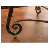 ML - Glass Top Coffee Table - Iron Scroll Base