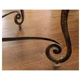 ML - Glass Top Coffee Table - Iron Scroll Base