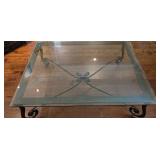 ML - Glass Top Coffee Table - Iron Scroll Base