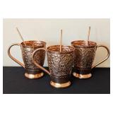 ML - Kamojo Hammered Copper Mugs (Lot of 3)